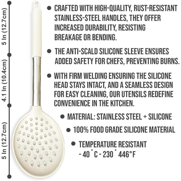 27 PCS Silicone Kitchen Utensils Set Stainless Steel Handle Heat Resistant Khaki - Picture 5 of 12